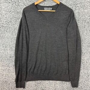 Vince Sweater Mens Large Gray 100% Wool V Neck Lightweight Knit Pullover L